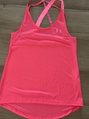 Under Armour Neon Pink Crossback Performance Tank size small